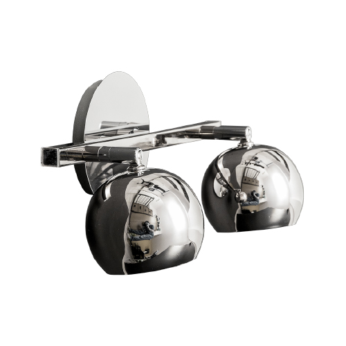 Aplique 2 luces GU10 con cabezal de diámetro 9 cm y barral de 30 cm cromo